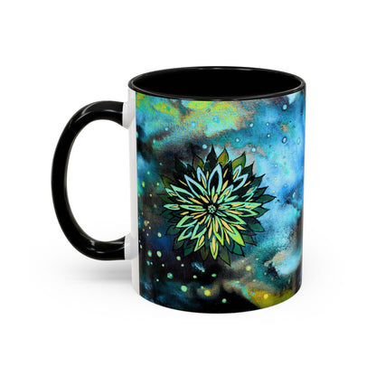 Blue Galaxy Floral Accent Coffee Mug — 11/15oz