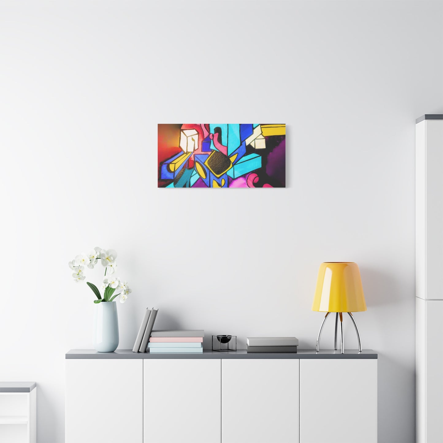 Abstract Neon Geometric Canvas Print