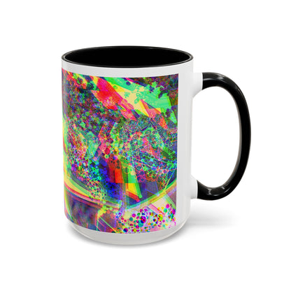 Psychedelic Geometric Accent Coffee Mug — Vibrant Neon Art Design (11/15oz)