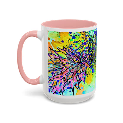 Artistic Floral Coffee Mug — Colorful Watercolor Mandala Accent Mug (11/15oz)