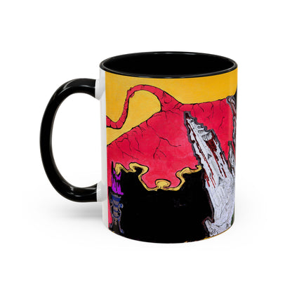 Abstract Mountain Dragon Coffee Mug — Colorful Accent Ceramic Mug (11/15oz)