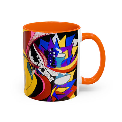 Abstract Colorful Face Accent Coffee Mug — Bold Pop Art Ceramic Gift