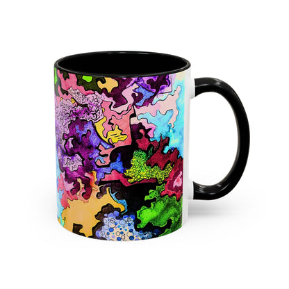 Psychedelic Abstract Accent Coffee Mug — Colorful Inkblot Art (11/15oz)