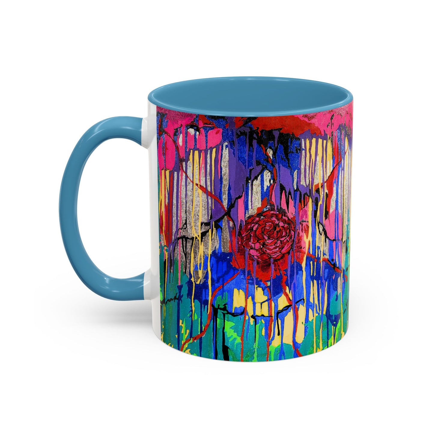 Colorful Drip Art Coffee Mug – Vibrant Abstract Floral Accent (11/15oz)