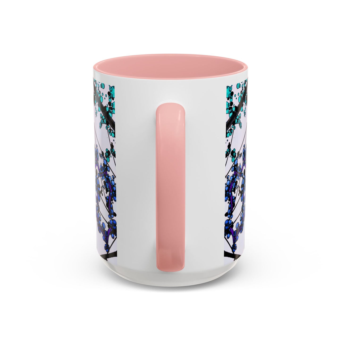 Blue Botanical Accent Coffee Mug — Teal Floral Abstract 11/15oz