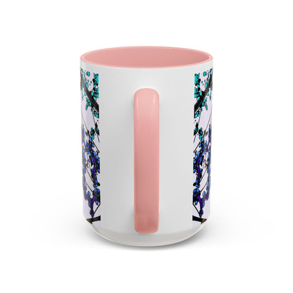 Blue Botanical Accent Coffee Mug — Teal Floral Abstract 11/15oz