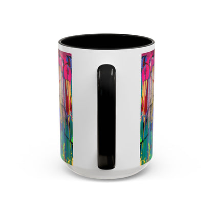 Colorful Drip Art Coffee Mug – Vibrant Abstract Floral Accent (11/15oz)