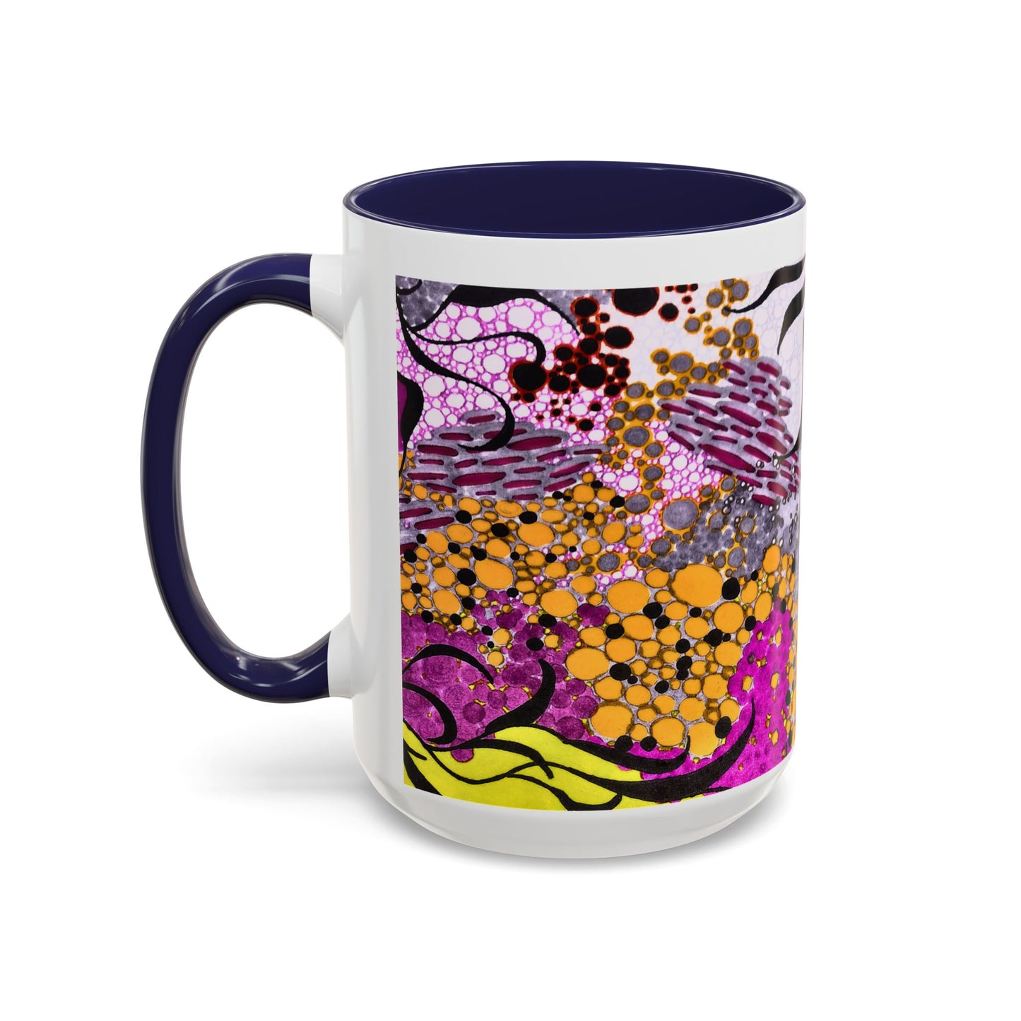 Accent Coffee Mug — Vibrant Abstract Floral Pattern (11/15oz)
