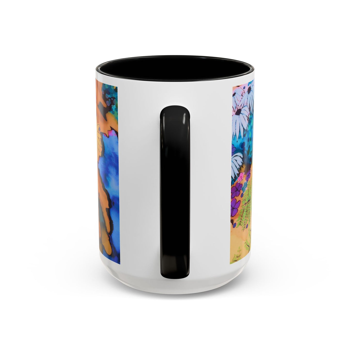 Vibrant Floral Watercolor Accent Coffee Mug
