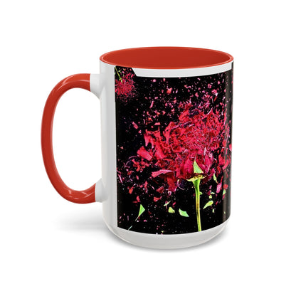 Black Floral Splash Coffee Mug — Red Rose Explosion Accent Mug (11/15oz)