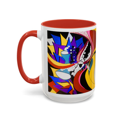 Abstract Colorful Face Accent Coffee Mug — Bold Pop Art Ceramic Gift