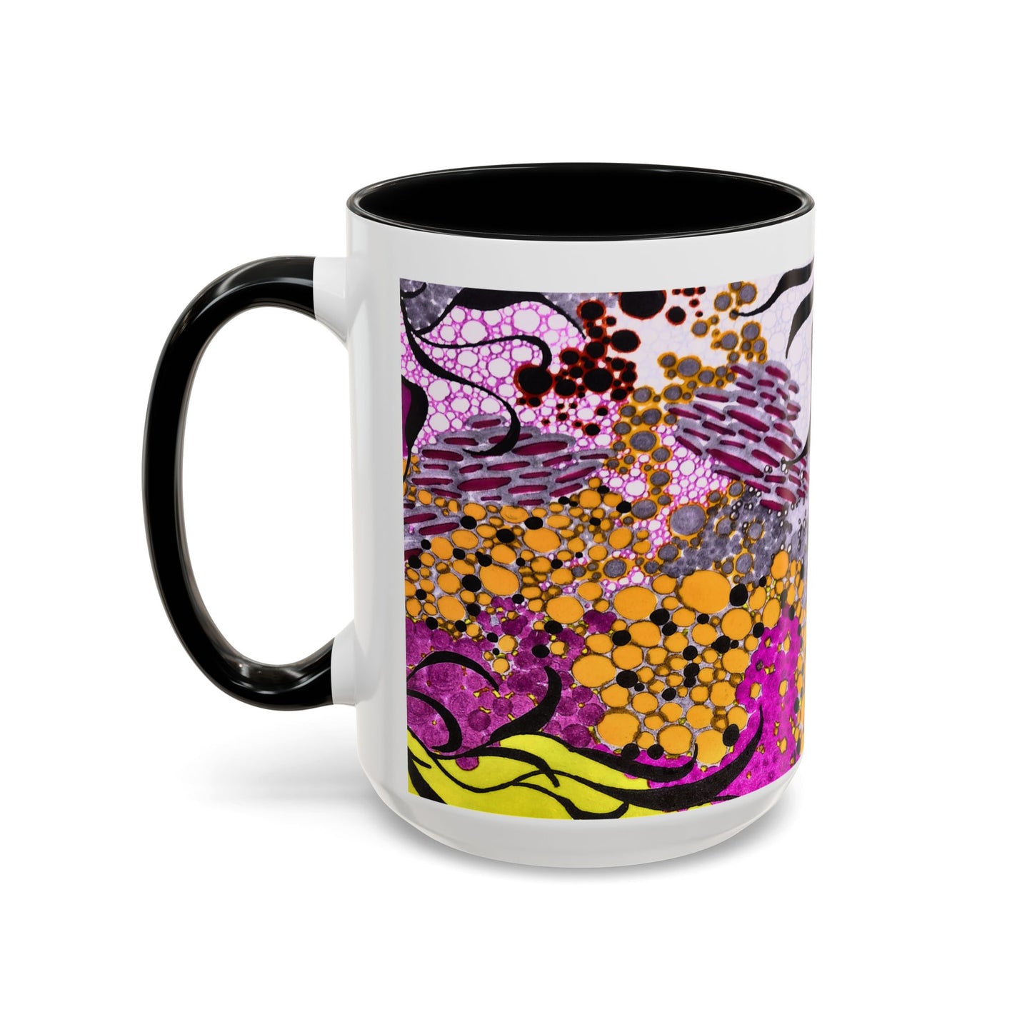 Accent Coffee Mug — Vibrant Abstract Floral Pattern (11/15oz)