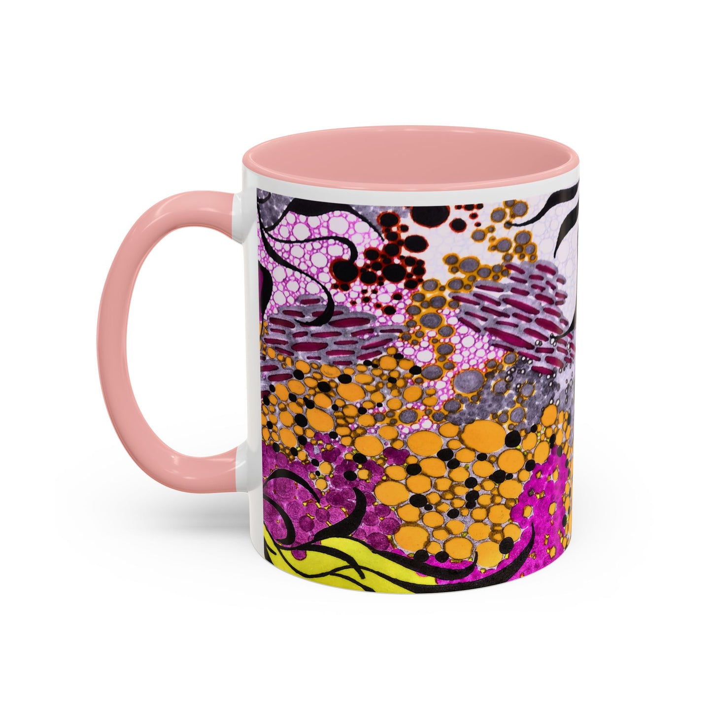 Accent Coffee Mug — Vibrant Abstract Floral Pattern (11/15oz)