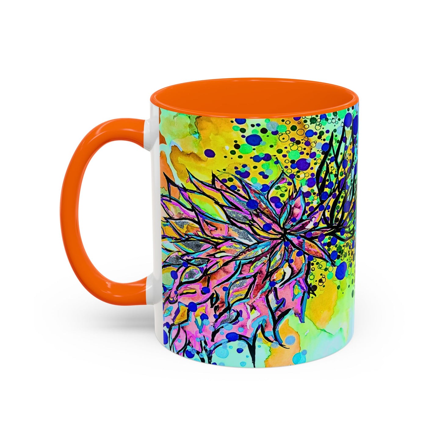 Artistic Floral Coffee Mug — Colorful Watercolor Mandala Accent Mug (11/15oz)