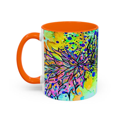 Artistic Floral Coffee Mug — Colorful Watercolor Mandala Accent Mug (11/15oz)
