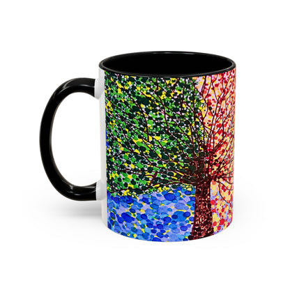 Accent Coffee Mug - Colorful Pointillist Tree Art Cup (11/15 oz)