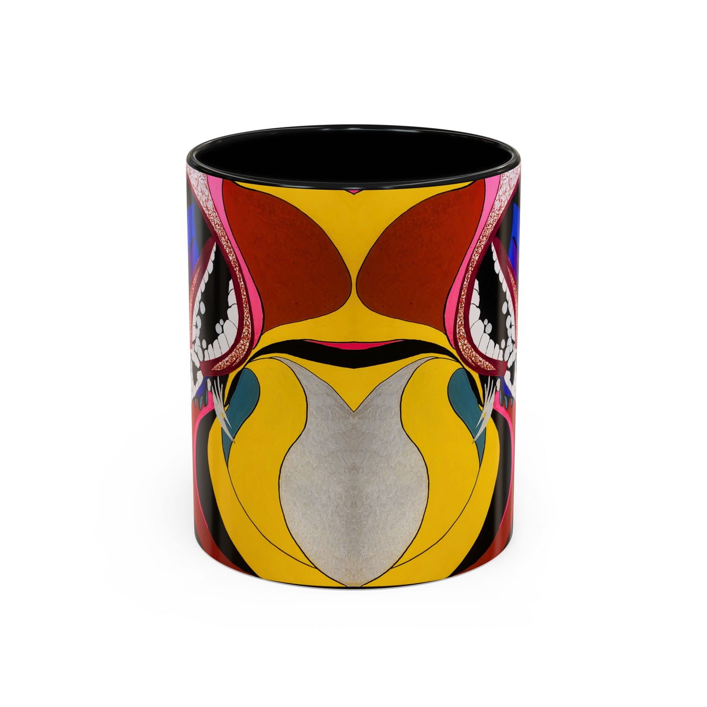 Abstract Colorful Face Accent Coffee Mug — Bold Pop Art Ceramic Gift