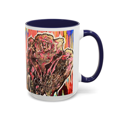 Abstract Floral Accent Coffee Mug — Vibrant Rose Art Ceramic Mug (11/15 oz)