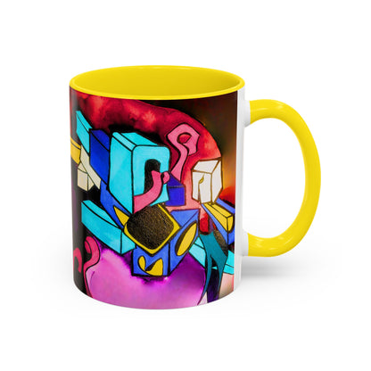 Abstract Neon Art Coffee Mug — Colorful Geometric Accent Mug