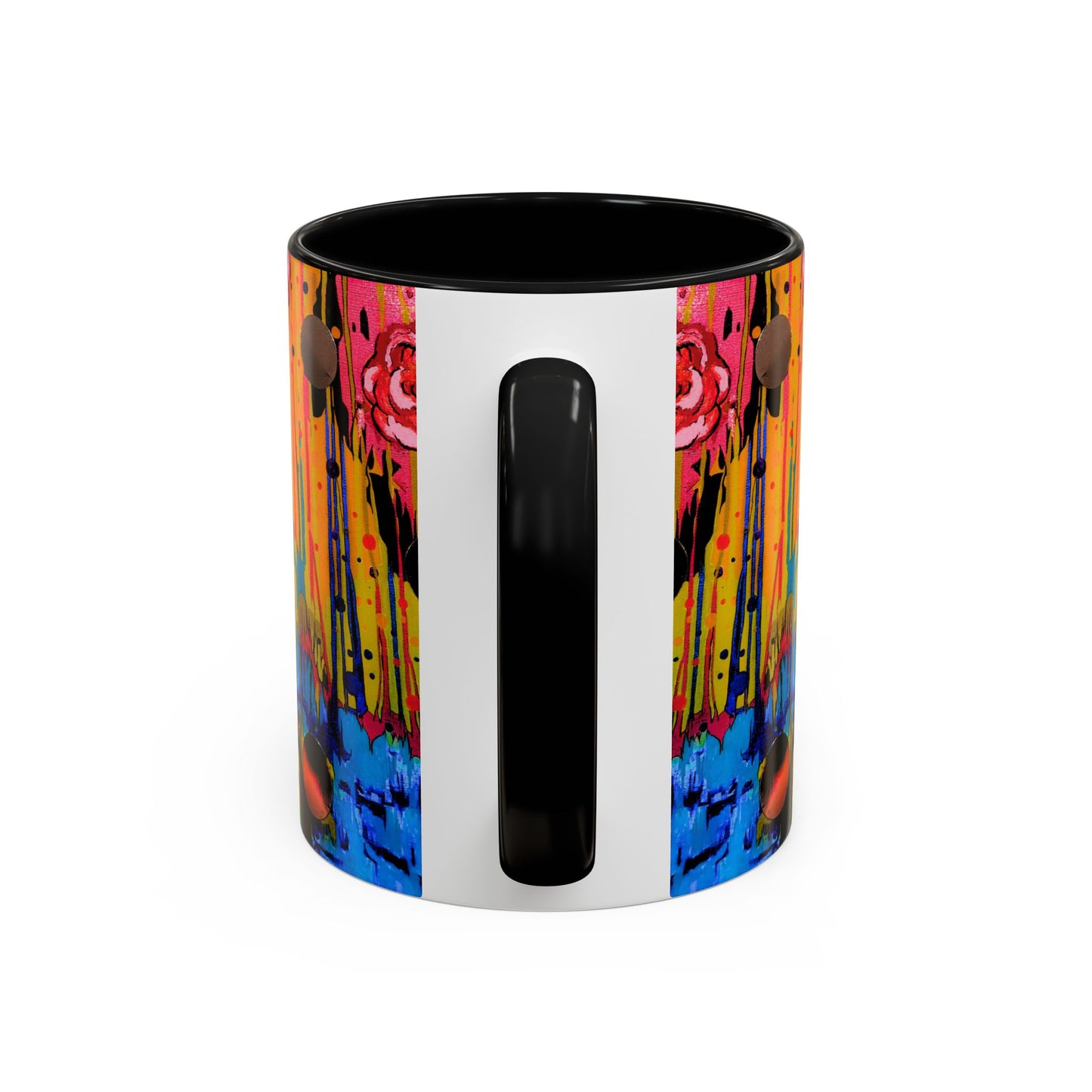 Vibrant Drip Floral Accent Coffee Mug — Colorful Abstract Roses (11/15 oz)