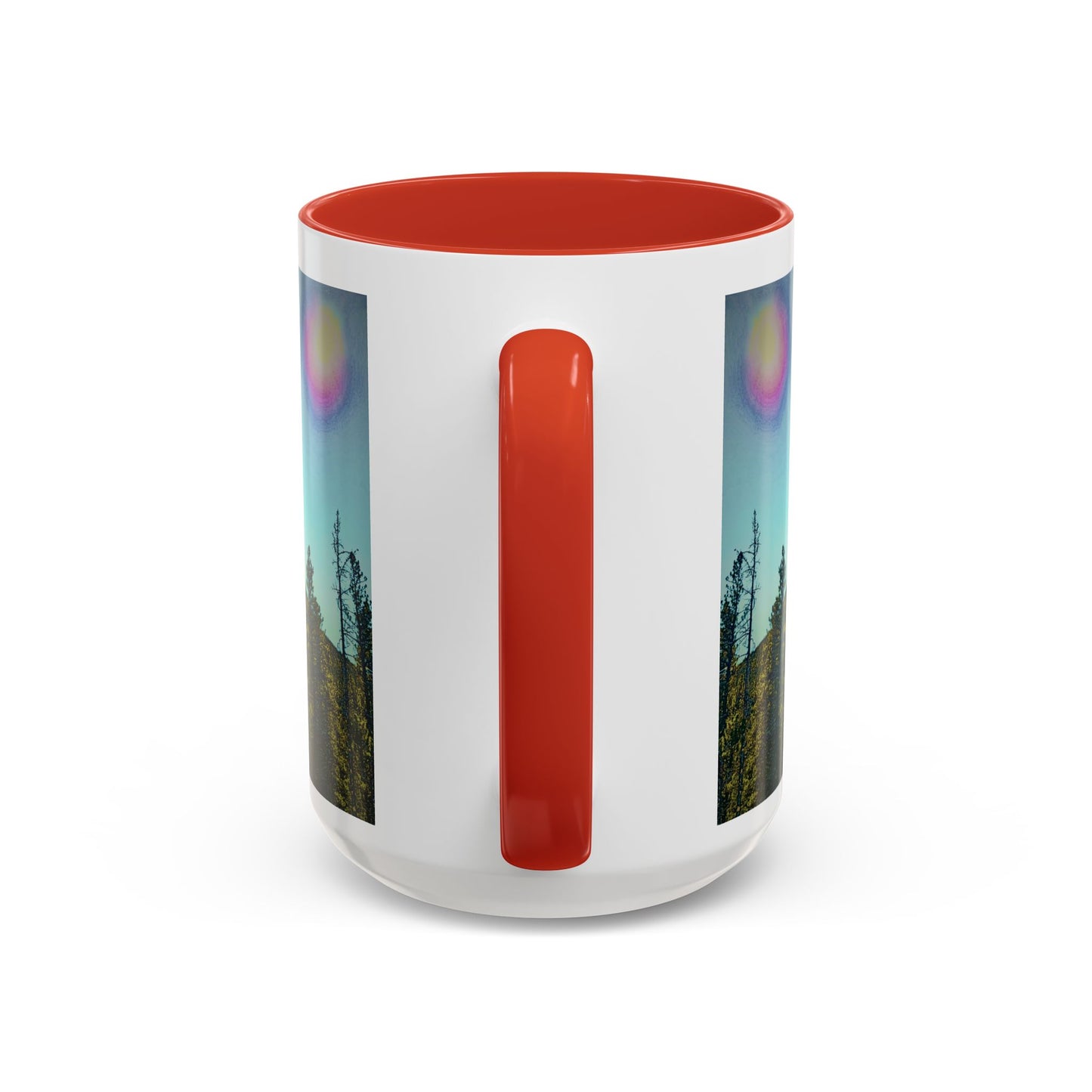 Scenic Pine Forest Accent Coffee Mug — Sunrise Landscape 11/15oz