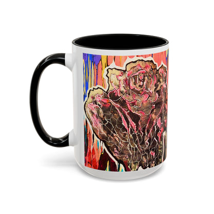 Abstract Floral Accent Coffee Mug — Vibrant Rose Art Ceramic Mug (11/15 oz)