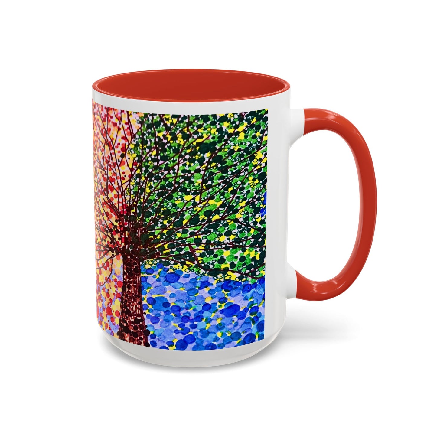 Accent Coffee Mug - Colorful Pointillist Tree Art Cup (11/15 oz)