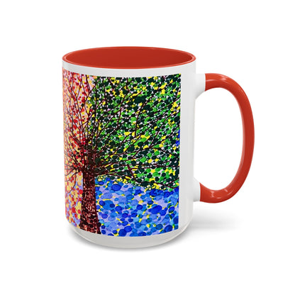 Accent Coffee Mug - Colorful Pointillist Tree Art Cup (11/15 oz)