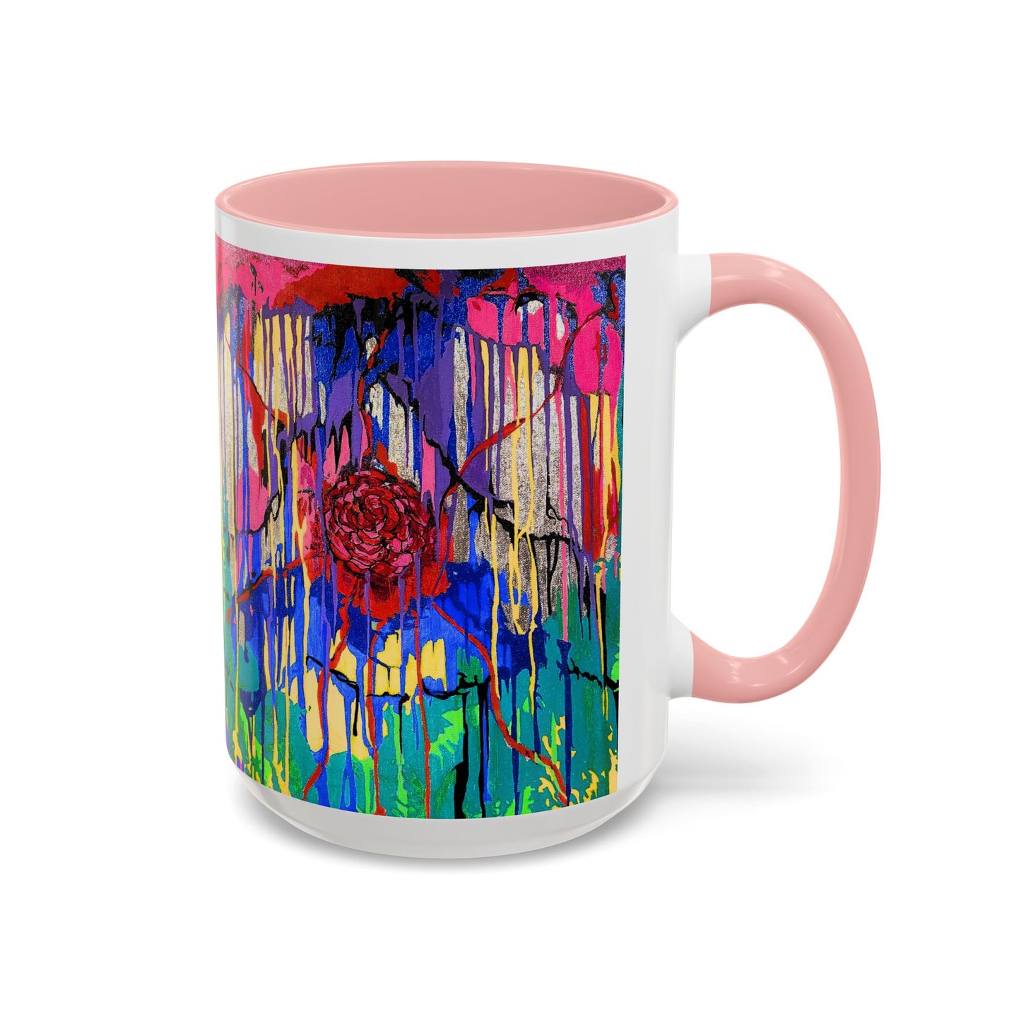 Colorful Drip Art Coffee Mug – Vibrant Abstract Floral Accent (11/15oz)