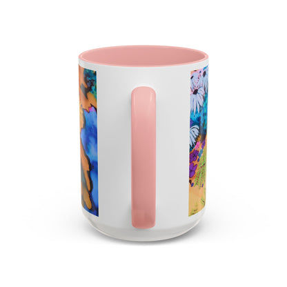 Vibrant Floral Watercolor Accent Coffee Mug