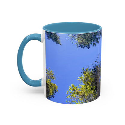 Scenic Pine Tree Sky Accent Coffee Mug – Nature Photography 11/15oz