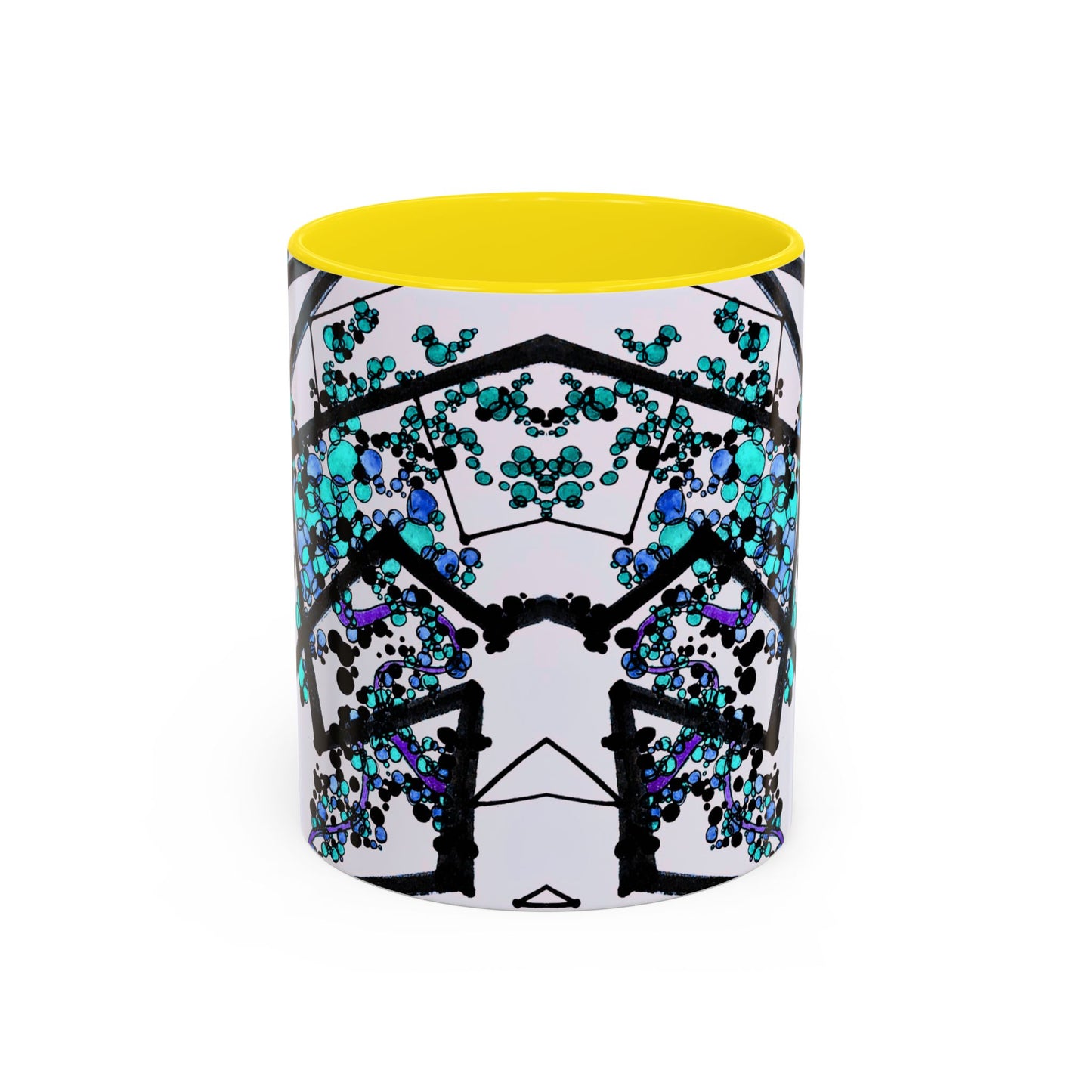 Blue Botanical Accent Coffee Mug — Teal Floral Abstract 11/15oz