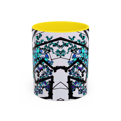 Blue Botanical Accent Coffee Mug — Teal Floral Abstract 11/15oz
