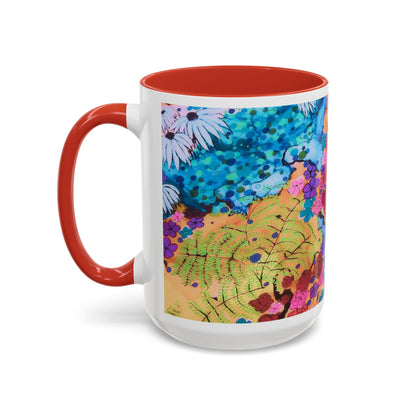 Vibrant Floral Watercolor Accent Coffee Mug