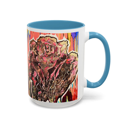 Abstract Floral Accent Coffee Mug — Vibrant Rose Art Ceramic Mug (11/15 oz)