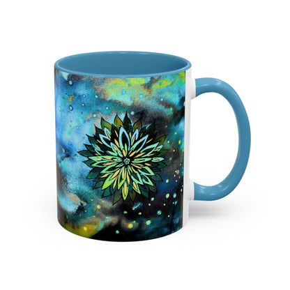 Blue Galaxy Floral Accent Coffee Mug — 11/15oz