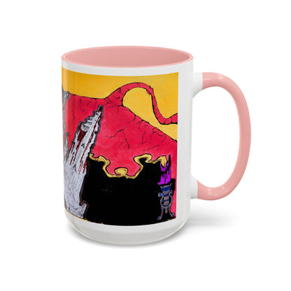 Abstract Mountain Dragon Coffee Mug — Colorful Accent Ceramic Mug (11/15oz)