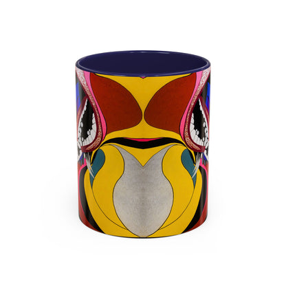 Abstract Colorful Face Accent Coffee Mug — Bold Pop Art Ceramic Gift