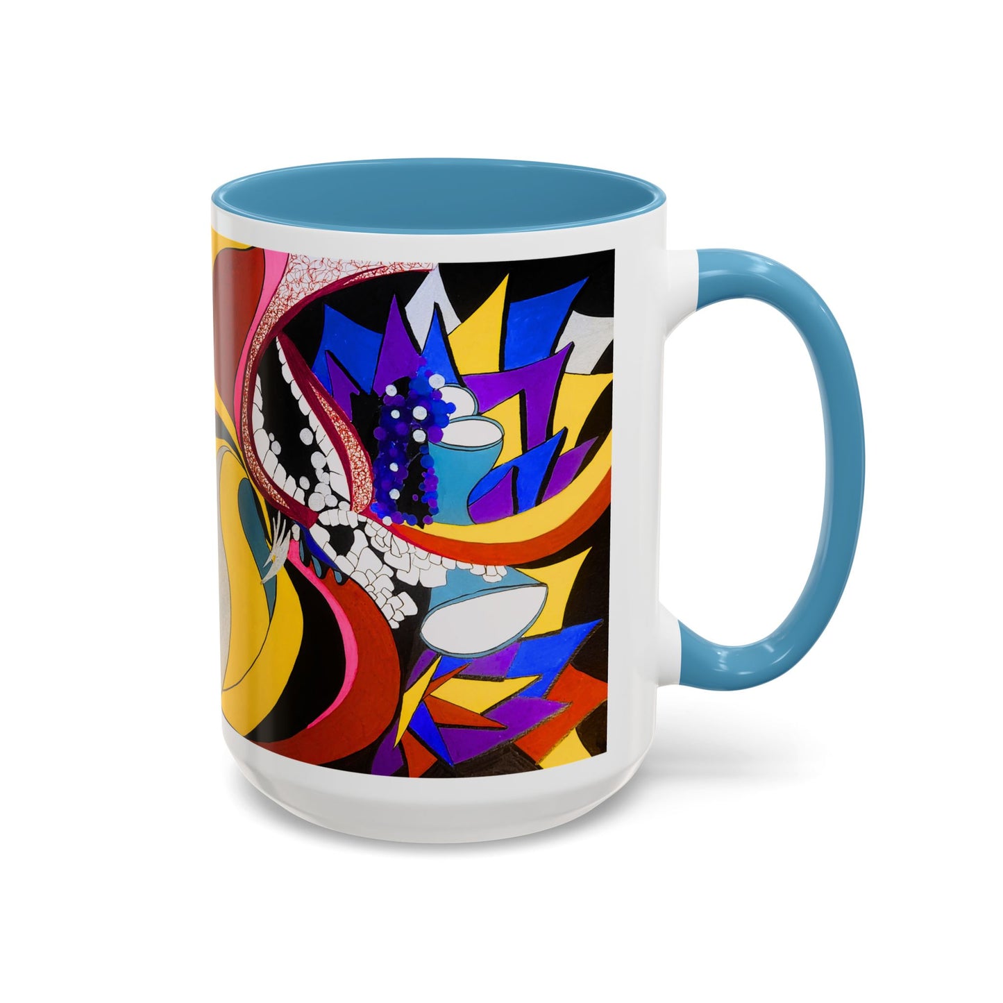 Abstract Colorful Face Accent Coffee Mug — Bold Pop Art Ceramic Gift