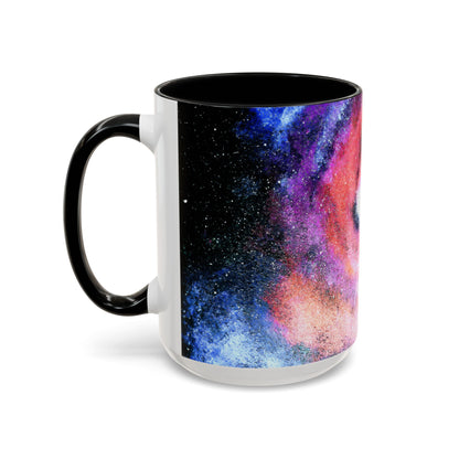 Galaxy Swirl Accent Coffee Mug — Pink Purple Nebula Art (11/15 oz)