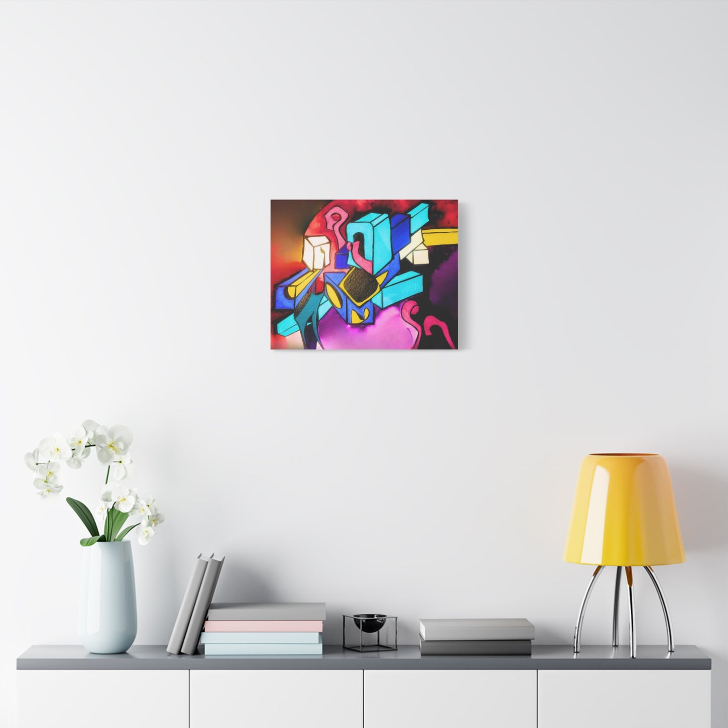 Abstract Neon Geometric Canvas Print