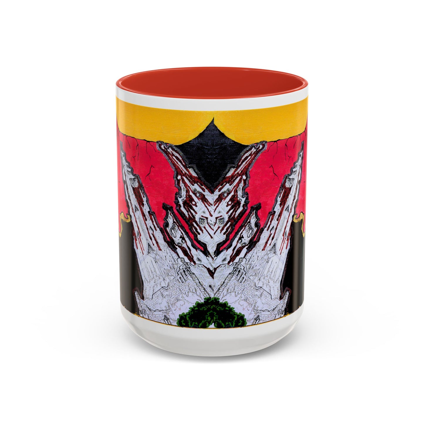 Abstract Mountain Dragon Coffee Mug — Colorful Accent Ceramic Mug (11/15oz)