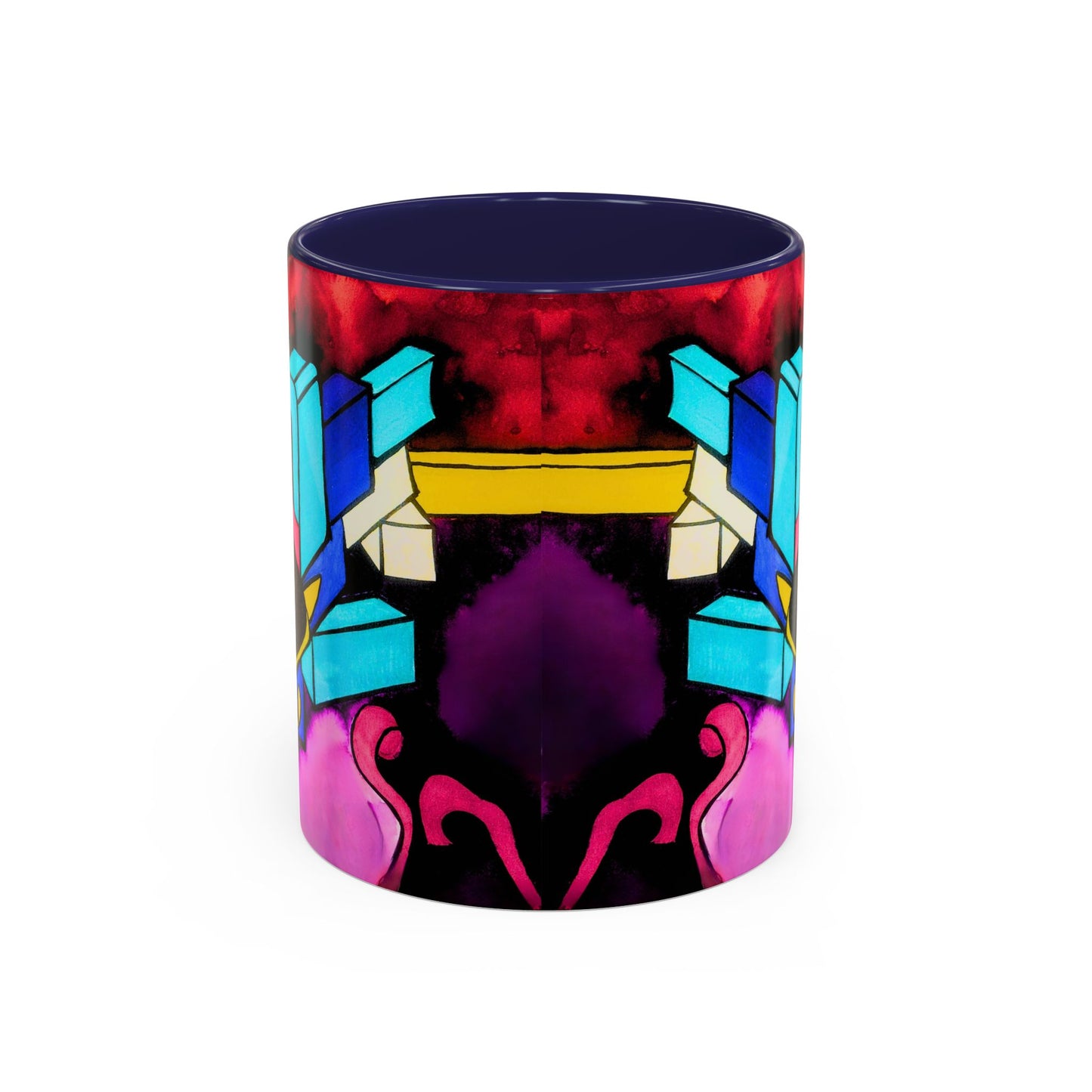 Abstract Neon Art Coffee Mug — Colorful Geometric Accent Mug