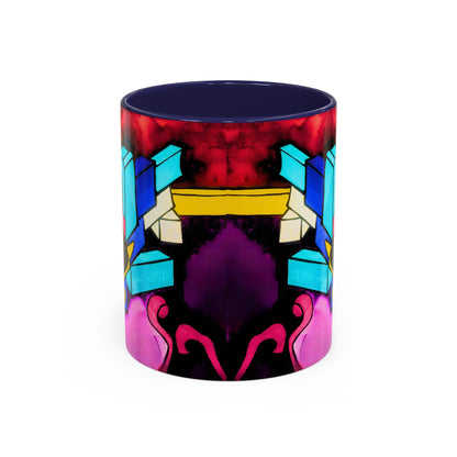 Abstract Neon Art Coffee Mug — Colorful Geometric Accent Mug