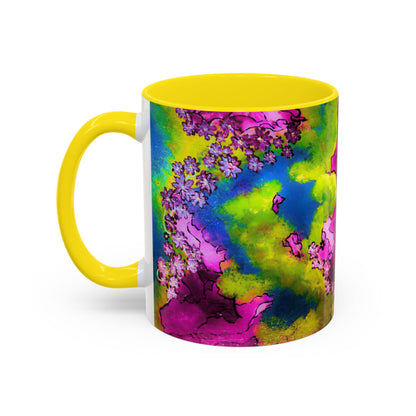 Vibrant Abstract Inkblot Accent Coffee Mug – Psychedelic Floral Color Splash (11/15oz)