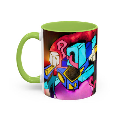 Abstract Neon Art Coffee Mug — Colorful Geometric Accent Mug