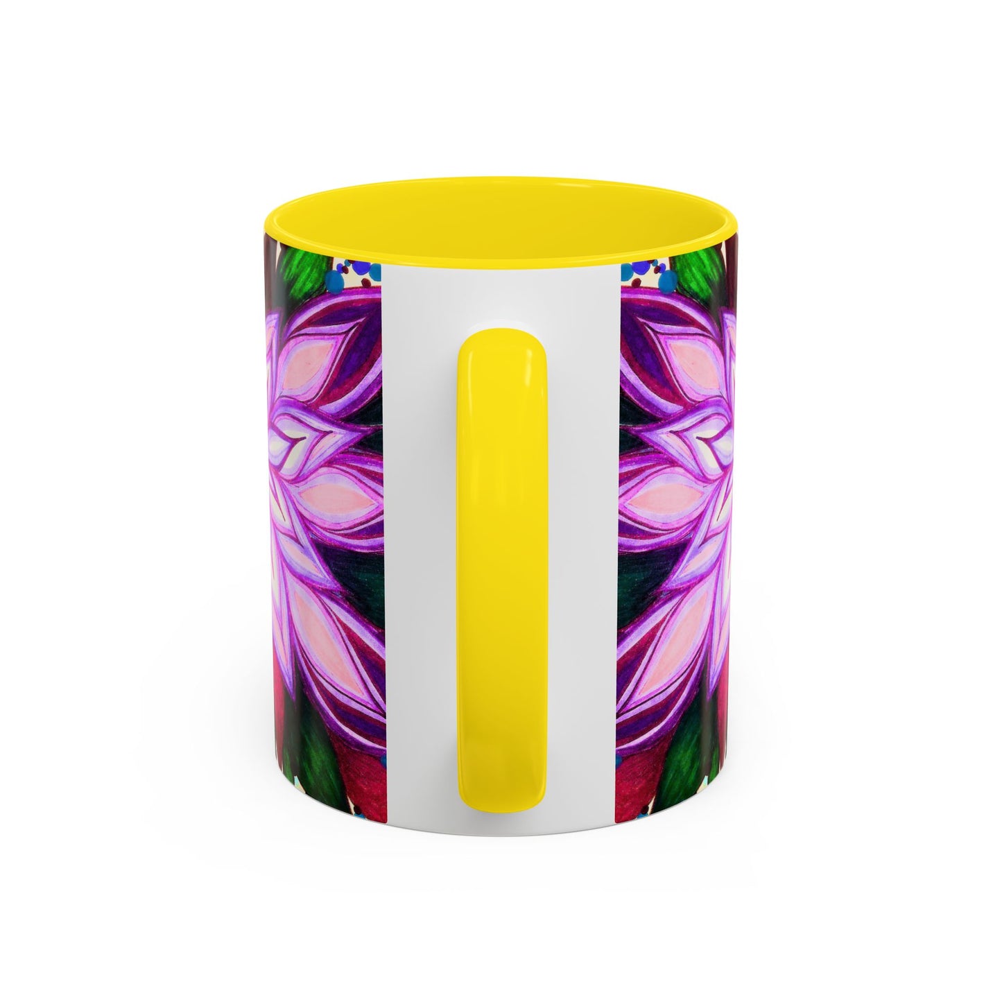 Floral Lotus Accent Coffee Mug — Purple Mandala 11/15oz