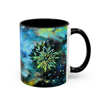 Blue Galaxy Floral Accent Coffee Mug — 11/15oz