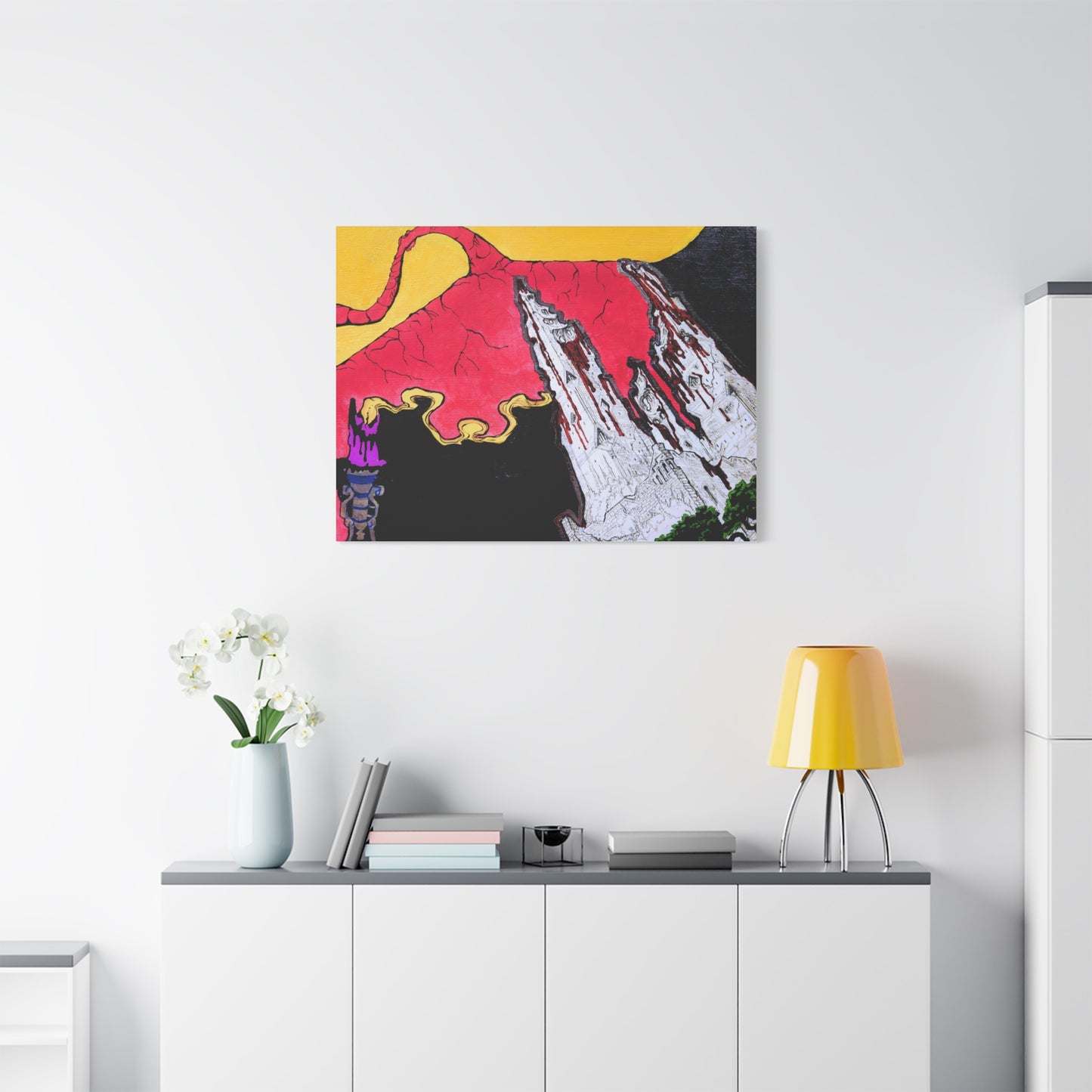 Surreal Mountain Flame Matte Canvas Wall Art