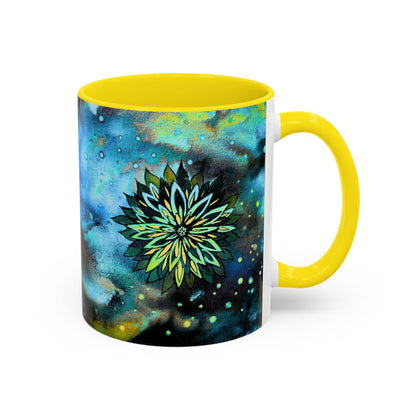 Blue Galaxy Floral Accent Coffee Mug — 11/15oz